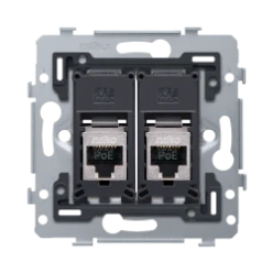 2 RJ45-aansluitingen STP cat. 6A, klaar voor PoE++, vlakke uitvoering,