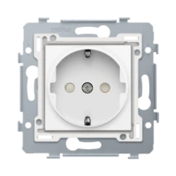 Stopcontact 71 x 71 mm met randaarde en insteekklemmen, sokkel en afwe