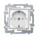 Wandcontactdoos Switches & Sockets Niko Samengesteld tweepolig stopcontact 16 A~ 250 V (sokkel en afwerkingsset), met randaarde en centraalplaat met beschermingsafsluiters (inbouwdiepte 28,5 mm). Het stopcontact bevat contactbussen met een groot contactop
