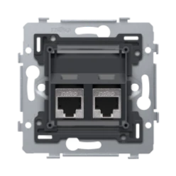 2 RJ45-aansluitingen STP cat. 6, klaar voor PoE++, schuine uitvoering,