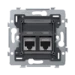 Datacom contactdoos (twisted pair) Switches & Sockets Niko Dit mechanisme met 2 RJ45-aansluitpunten STP cat. 6, klaar voor PoE++, in schuine uitvoering, dient om netwerkverbinding met 2 apparaten te maken voor telefonie, Ethernet, IP, PoE of internettoepa