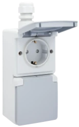 Spuitwaterdicht dubbel verticaal stopcontact 16 A met randaarde, besch