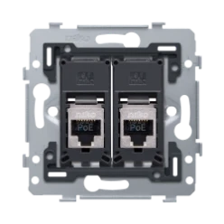 2 RJ45-aansluitingen STP cat. 6, klaar voor PoE++, vlakke uitvoering,