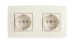 Wandcontactdoos Switches & Sockets Niko Samengesteld tweevoudige voorbedraad tweepolig inbouwstopcontact 16 A~ 250 V (sokkel, centraalplaat en afwerkingsset), met randaarde, beschermingsafsluiters en tweevoudige afdekplaat. De stopcontacten bevatten conta