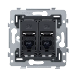 2 RJ45-aansluitingen UTP cat. 6A, klaar voor PoE++, vlakke uitvoering,
