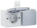 Wandcontactdoos Switches & Sockets NIKO Spuitwaterdicht dubbel horizontaal stopcontact 16 A/250 Vac met besche 700-37848