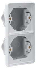 Doos voor montage in wand/plafond Switches & Sockets Niko Spuitwaterdichte tweevoudige verticale inbouwdoos voor twee functies, 700-74000