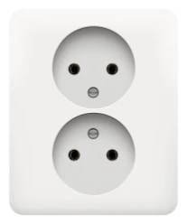 Dubbel tweepolig stopcontact zonder aarding, volledig apparaat incl. a