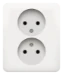 Wandcontactdoos Switches & Sockets Niko Dubbele tweepolige inbouwstopconact 16 A/250 Vac, met afdekplaat. Het dubbele stopcontact past in 1 enkele inbouwdoos. De afdekplaat wordt op het stopcontact geschroefd. Volledig apparaat incl. afdekplaat en voorgem