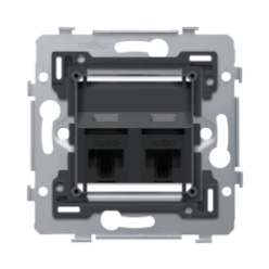 2 RJ45-aansluitingen UTP cat. 6, klaar voor PoE++, schuine uitvoering,