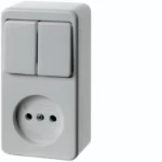 Schakelaar/wandcontactdoos combinatie HAGER Opbouwserie