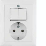 Schakelaar/wandcontactdoos combinatie Hager S.1/B.3/B.7