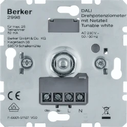 Draai-potentiometer DALI met voeding, Tunable White, met soft-klik