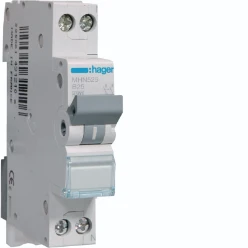 Installatieautomaat Installatie-automaten 4,5 kA HAGER INSTALLATIEAUTOMAAT 1P+N 25 A B 4,5KA MHN525