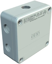Doos voor montage op de wand/plafond B-Serie OBO KABELDOOS MET 3 WARTELS PG16, 4-6MM 400V, IP67 110X110X50, PP, L.GRS 2001829