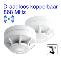 Draadloos koppelb.hittemelder incl.3V vaste lith.batt.10 jaar EU made