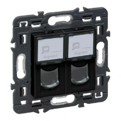 Val wcd 2xRJ45 UTP cat6 volledig apparaat zwart