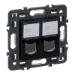 Datacom contactdoos (twisted pair) Schakelmateriaal Legrand Valena Next wandcontactdoos 2xRJ45 UTP cat6 volledig apparaat zwart met schroefbevestiging 741476