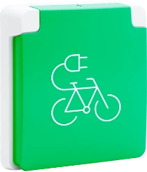 Spuitwaterdicht fietsoplaadpunt 16 A/250 Vac met randaarde, beschermin
