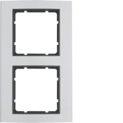 Afdekraam schakelmateriaal berker HAGER AFDEKRAAM 2V, ALUMINIUM/ANTRACIET, B.3 10123004