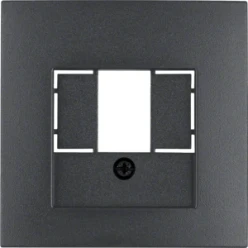 Onderdeel/centraalplaat communicatie-schakelmateriaal berker HAGER CENTRAALSTUK VOOR TAE-CONTACTDOOS, ANTRACIET, MAT, B.1/B.3/B.7 GLAS 10331606