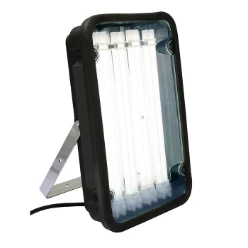Compact fluorescentielamp met geïntegreerd voorschakelapparaat  SCHWABE SCHWABE DRAAGBARE SPAARLAMP 144W IP44 MET BEUGEL EN 3 WCD