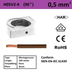 MONT.SNOER 90gr.C 0,5mm2 BRUIN (100m)