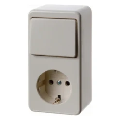 Wisselschak. met WCD randaarde met invoerstuk, opbouwserie, wit