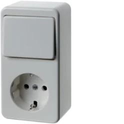 Schakelaar/wandcontactdoos combinatie berker HAGER COMBINATIE WIPSCHAKELAAR/SCHUKO-CONTACTDOOS, POLARWIT, GLANZEND, OPBOU 61479649