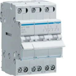 Modulaire omschakelaar 3-polig 40 A, NO.NC, I-0-II, common point boven