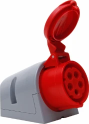 CEE wandcontactdoos Turbo Twist 5P, 16A 400V 6h IP44, rood