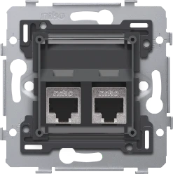 2 RJ45-aansluitingen STP cat. 6, klaar voor PoE++, schuine uitvoering,