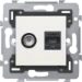 Onderdeel/centraalplaat communicatie-schakelmateriaal Switches & Sockets Niko Dit mechanisme met RJ45-aansluitpunt UTP cat. 6A, klaar voor PoE++ en coaxaansluiting dient om netwerkverbinding te maken voor telefonie, Ethernet, IP, PoE of internettoepassing