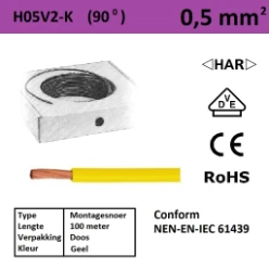 MONT.SNOER 90gr.C 0,5mm2 GEEL (100m)