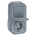 Schakelaar/wandcontactdoos combinatie Schakelmateriaal Legrand Plexo combinatie wisselschakelaar en WCD RA compleet grijs 069746L
