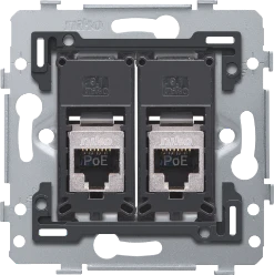 2 RJ45-aansluitingen STP cat. 6, klaar voor PoE++, vlakke uitvoering,