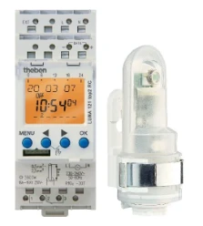 Schemerschakelaar voor DIN-rail Luna THEBEN DIGITALE SCHEMERSCHAKELAAR MET OPBOUWSENSOR 1-99000 LX WEEKPROGRAMMA 1210100