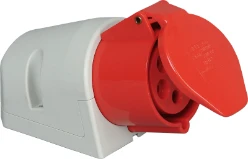 CEE wandcontactdoos 5P, 32A 400V 6h IP44, rood