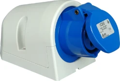 CEE wandcontactdoos 3P, 16A 230V 6h IP44, blauw