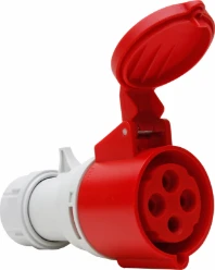 CEE contrastekker 4P, 32A 400V 6h IP44, rood