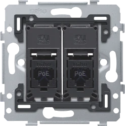2 RJ45-aansluitingen UTP cat. 6A, klaar voor PoE++, vlakke uitvoering,