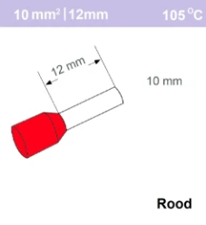 Adereindhuls 10mm2 ROOD (100 stk)