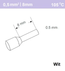 Adereindhuls 0,50mm2 WIT (500 stk)