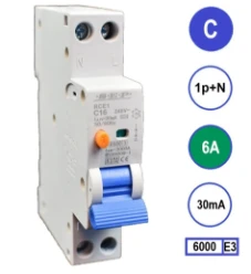 SEP RCE1 Aardlekautom.1p+n C6 30mA 6kA (18mm)