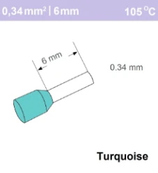 Adereindhuls 0,34mm2 TURGUOISE (500 stk)