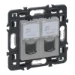 Datacom contactdoos (twisted pair) Schakelmateriaal Legrand Valena Next wandcontactdoos 2xRJ45 UTP cat6 volledig apparaat aluminium met schroefbevestiging 741376