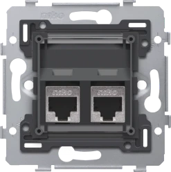 2 RJ45-aansluitingen STP cat. 6, klaar voor PoE++, schuine uitvoering,