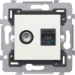 Onderdeel/centraalplaat communicatie-schakelmateriaal Switches & Sockets Niko Dit mechanisme met RJ45-aansluitpunt UTP cat. 6, klaar voor PoE++ en coaxaansluiting dient om netwerkverbinding te maken voor telefonie, Ethernet, IP, PoE of internettoepassinge