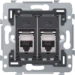 Datacom contactdoos (twisted pair) Switches & Sockets Niko Dit mechanisme met 2 RJ45-aansluitpunten STP cat. 6, klaar voor PoE++, in vlakke uitvoering, dient om netwerkverbinding met 2 apparaten te maken voor telefonie, Ethernet, IP, PoE of internettoepas