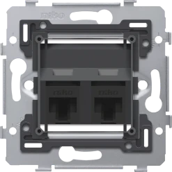 2 RJ45-aansluitingen UTP cat. 6, klaar voor PoE++, schuine uitvoering,